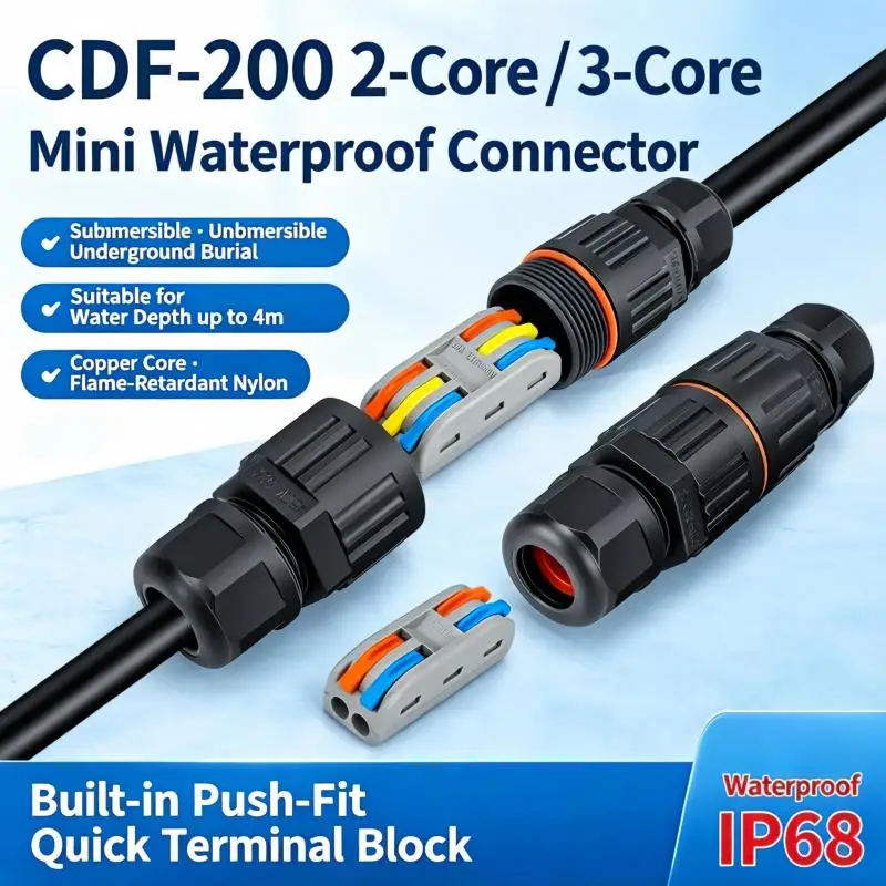 IP68 Waterproof Connector Solderless Quick Wire Joint for LED Lamp Outdoor Rainproof Terminal with Durable Case.