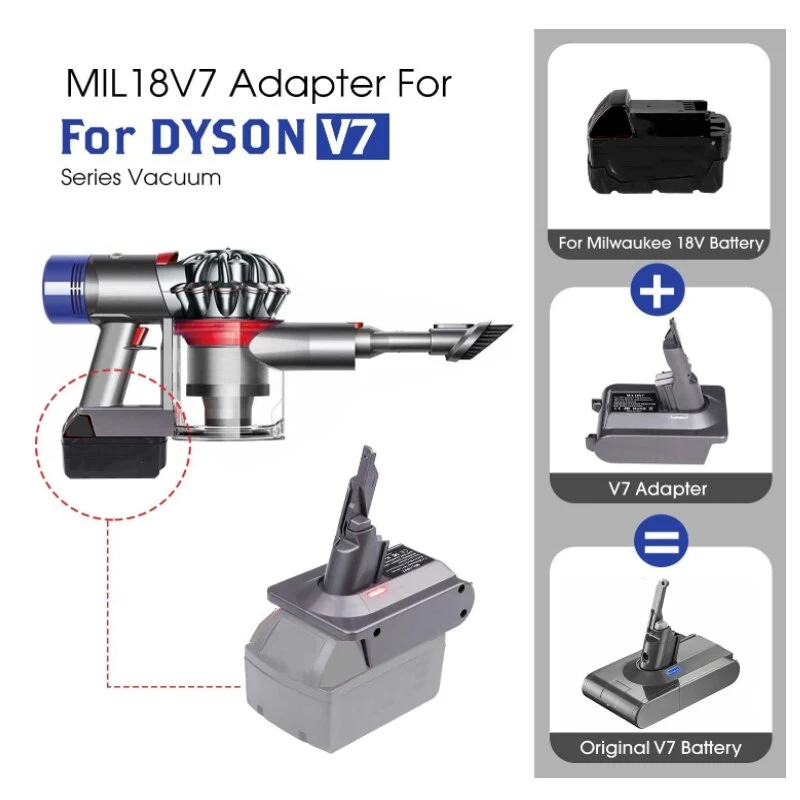 ZWINCKY MIL18V7V8 Battery Adapter for Milwaukee For M   18 18V Li-ion Battery Convert to for Dyson V7 V8 series Trigger Cleaner