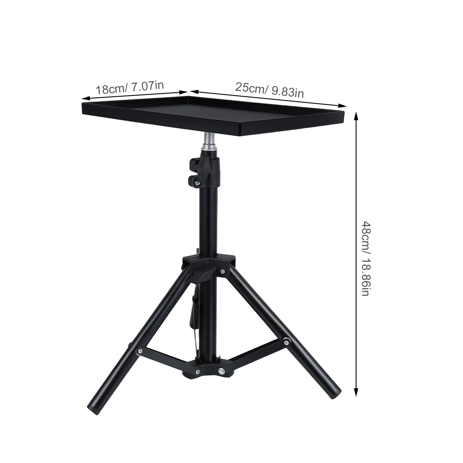 حامل ثلاثي القوائم بارتفاع قابل للتعديل لجهاز عرض الكمبيوتر المحمول في الهواء الطلق للاستخدام الداخلي من الحديد ABS ملحقات جهاز عرض صينية غير قابلة للانزلاق