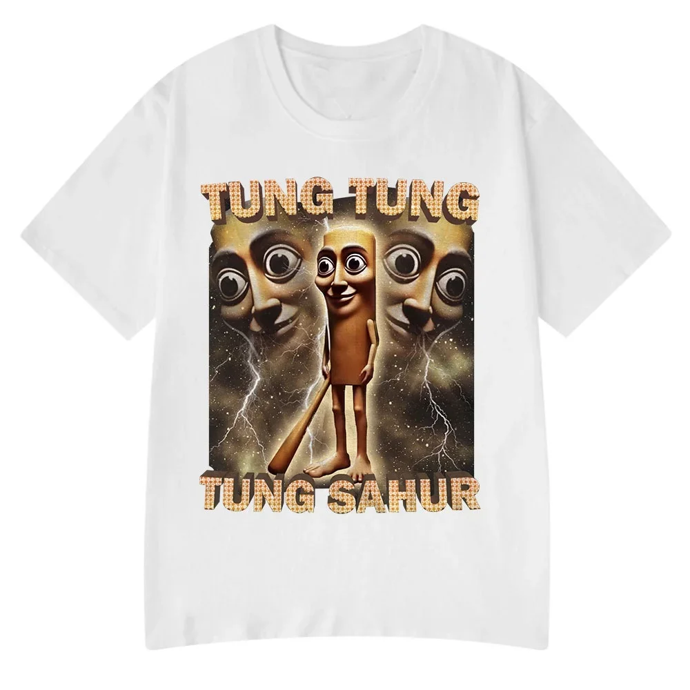 Tung Tung Tung Sahur Meme T Shirt Tralalero Tralala Bombardiro Crocodilo Funny T-shirt Men Women Polyester Short Sleeve Tshirt image 5