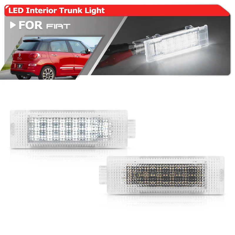 2x Per Fiat 500 500X 500L Panda Grande Punto Bravo Linea Doblo Bianco Completo Led Interno Tronco