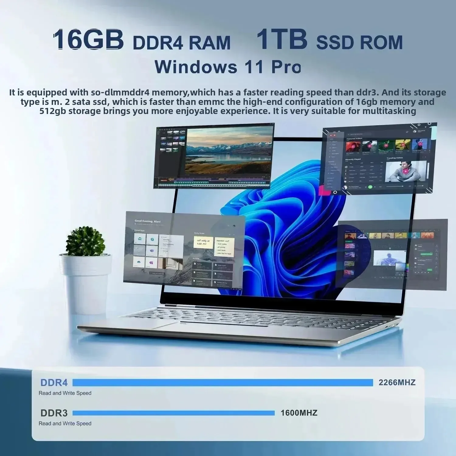 2025 Facial Recognition Intel Notebook N5095 16" Laptop 16GB 32GB RAM Max 2TB ROM Windows 11 Wifi 5 BT 4.2 RGB Keyboard Face ID