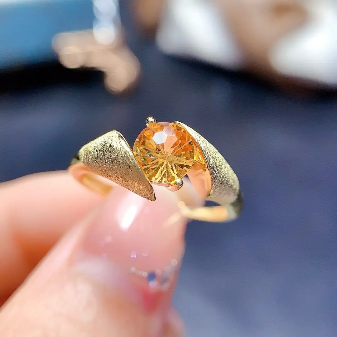 

Best Seller ZECAA Citrine Fine Jewelry Woman Citrine Ring With Natural Citrine Gemstone 6*6mm Silver Lady Citrine Ring Gift