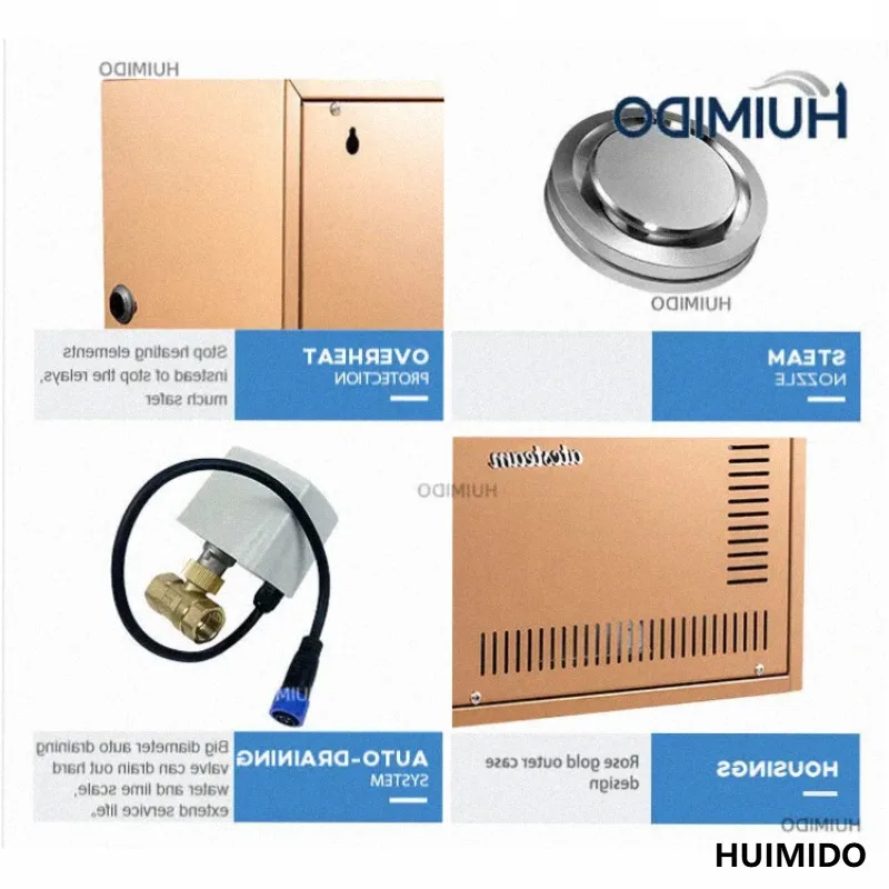 Luxury electric hammam steam generator for wet steam spas with power from 12kw to 21kw for residential and commercial use