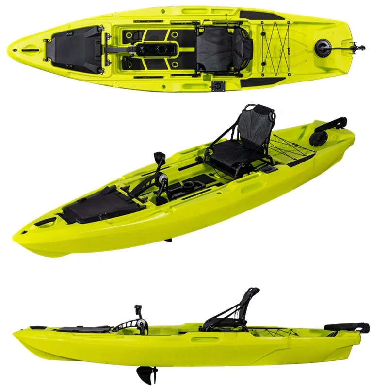 12.2FT HDPE Single Fishing Boat Pedal Drive Kayak 1 Year Warranty For Sea Fishing And Sports
