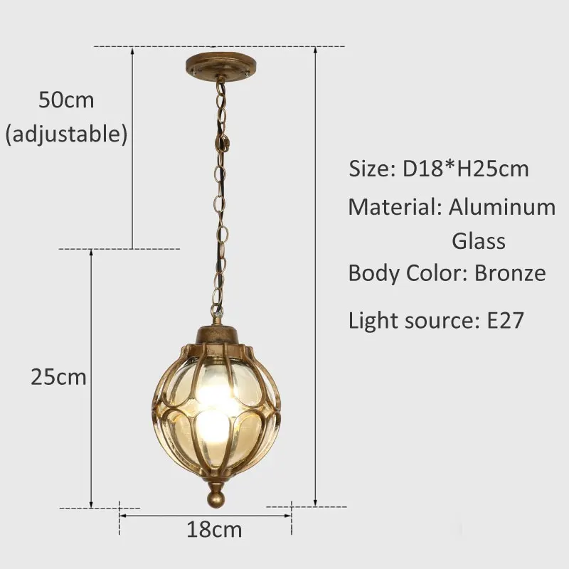 American Waterproof Chandelier Outdoor Corridor Balcony Ceiling Light Courtyard Corridor Pavilion Light Outdoor Sunlight Room