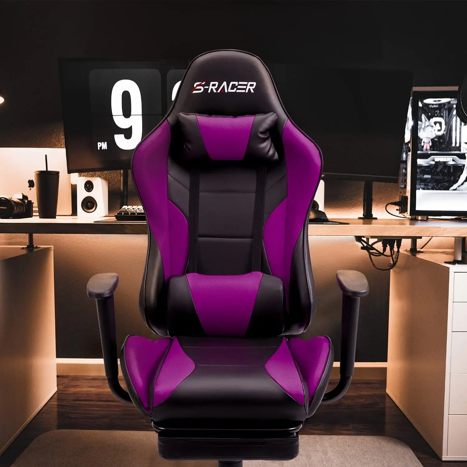 Gaming Chair Computer Office Chair Ergonomic Desk Chair with Footrest Racing Executive Swivel Chair Adjustable