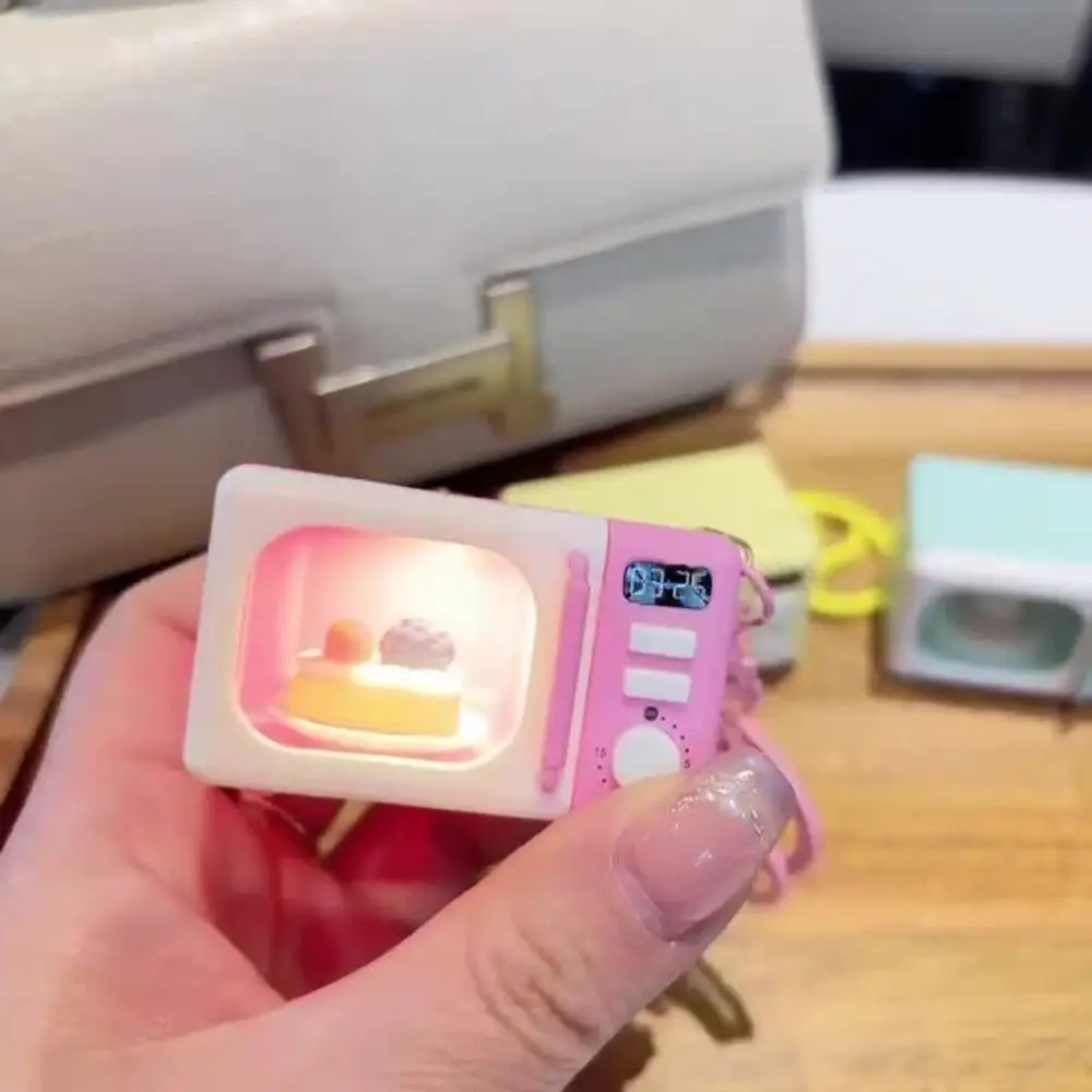 Creative Simulation Microwave Key chain Wallet Pendant Bag Charm Light-Up Kitchen Open The Door Glowing LED Appliance Key ring - view 4