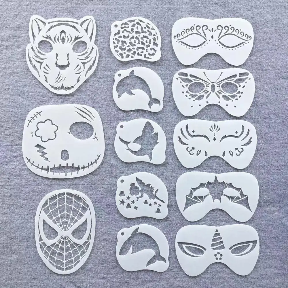 Face Paint Stencils Professional Body Art Paint Stencils Reusable for Adults Kids Easily Use Templates for Parties Makeup Tools