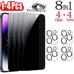 IPhone 15 için 1-4 adet Anti-Spy cam 14 13 Pro Max gizlilik ekran koruyucuları ve iPhone15 için kamera koruma filmi 12 11 Pro mika