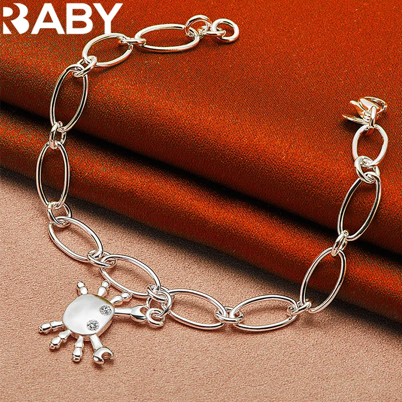 

URBABY 925 Sterling Silver AAA Zirconia Crab Bracelet For Women Fashion Wedding Engagement Party Jewelry Cute Birthday Gifts