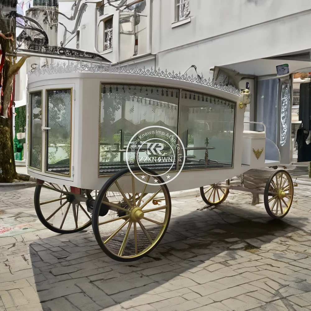 Horse Drawn Black Casket Carriage/Hearse Modern Black Funeral Horse Carriage George Antique Glass Coach Funeral Carriage