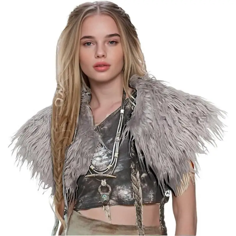 39BB Roleplay Middeleeuwse Cape Artificial Furs Cloak koudweerkostuums feestkleding