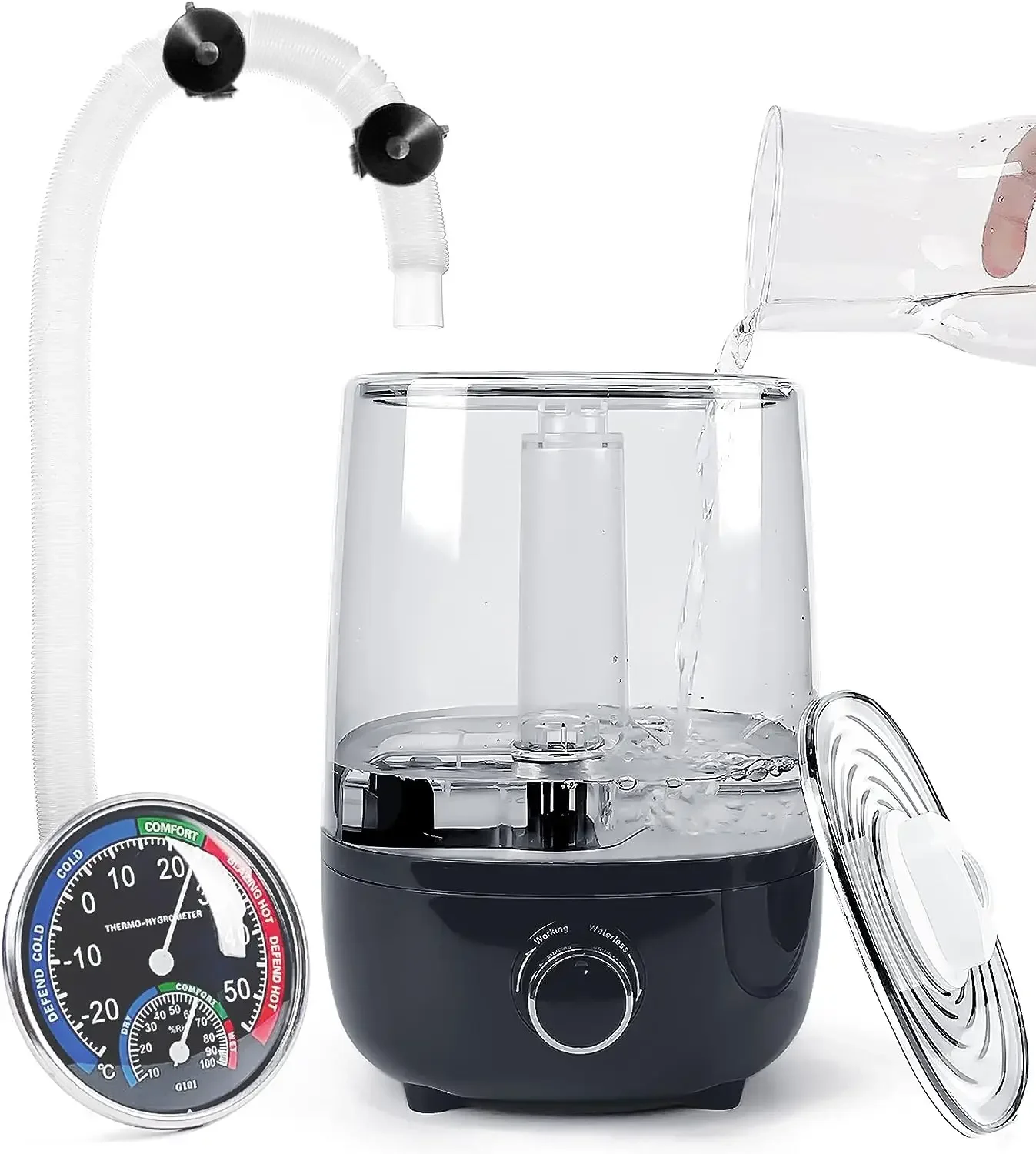 Brumisateur de reptiles à remplissage supérieur, humidificateur de terrariums, brumisateur de machine à brouillard avec 4L visibles, grands tuyaux précieux et rallonge, adaptés