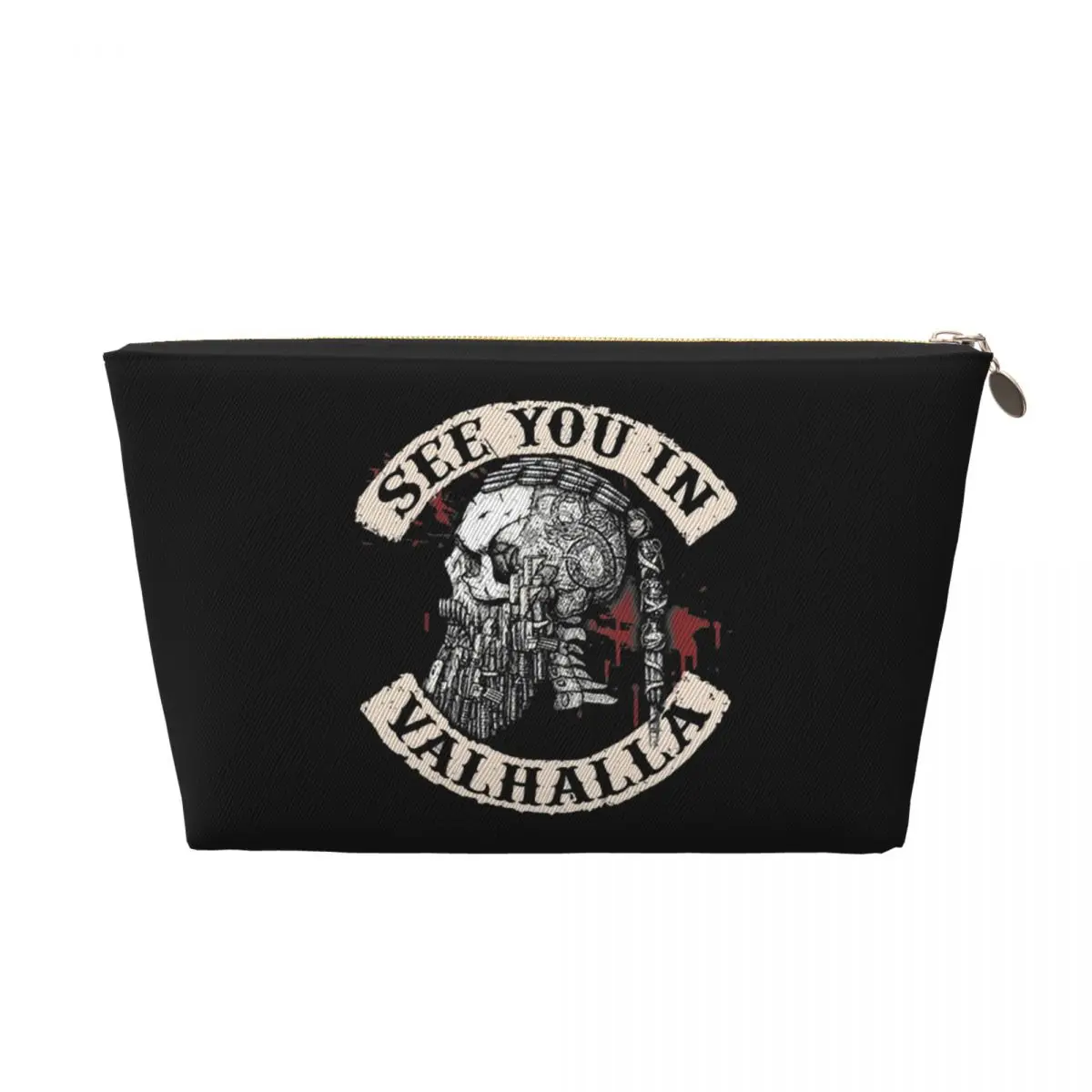 Bolsa de cosméticos vikinga con calavera Valhalla personalizada para mujer, estuche de maquillaje de Guerrero Odin Ragnar nórdico, bolsas de aseo de almacenamiento de belleza