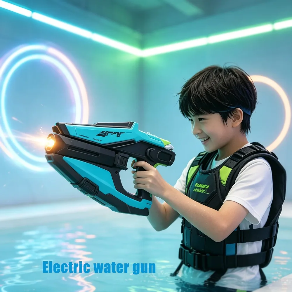 2026年新型フラッシュトマホーク電動水鉄砲オートバースト発射シミュレーションリコイル連動水鉄砲おもちゃ-水祭り屋外用
