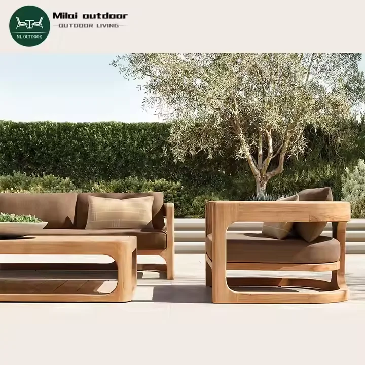 

Modern Outdoor Leisure Wooden Sofa Set Luxury Teak Garden Couch For Hotels Parks Villas Warehouses