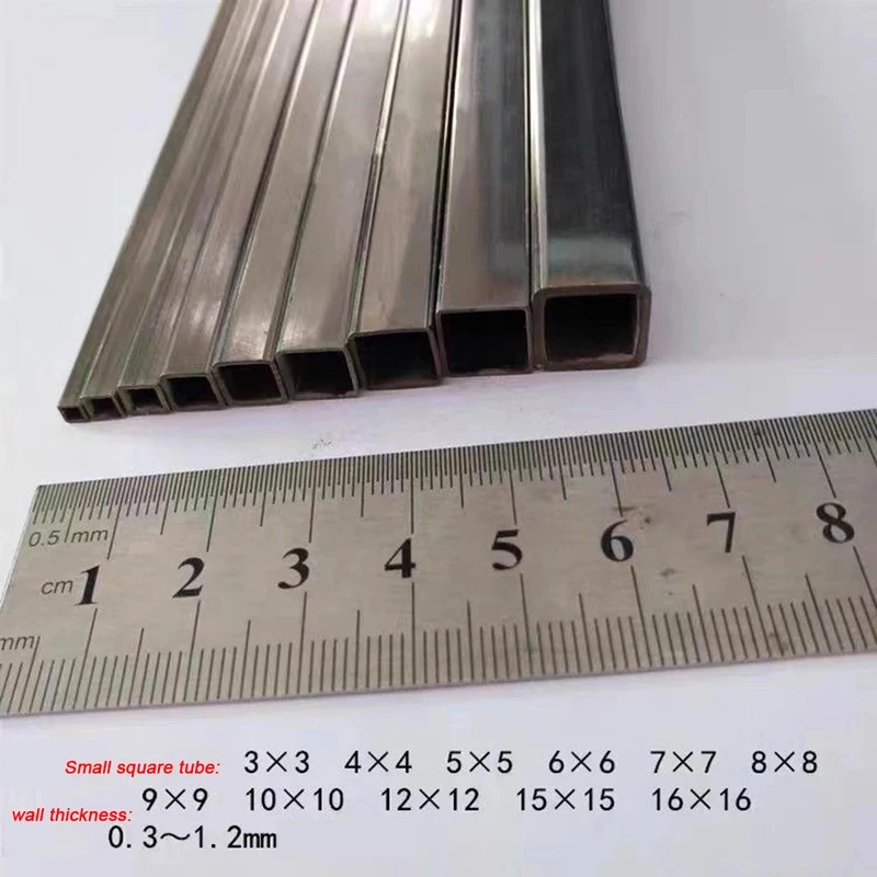 304 Stainless Steel Small Square Tube Pipe Hollow Steel Rod 3x3 4x4 5x5 6x6 7x7 8x8mm Rectangular Tube