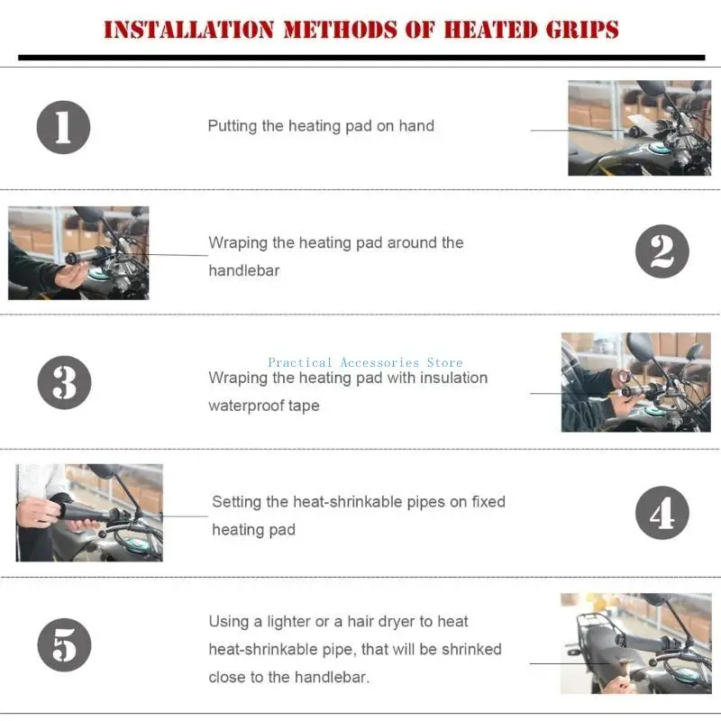 U75E العالمي 12 فولت دراجة نارية ساخنة المقود قابل للتعديل ATV ساخنة قبضة اليد سخان #4