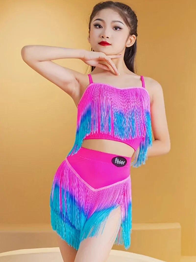 

Детская юбка с бахромой для латинских танцев, женская юбка для бальных танцев, румбы, танцевальная одежда с кисточками для взрослых, женский тренировочный костюм для чачи