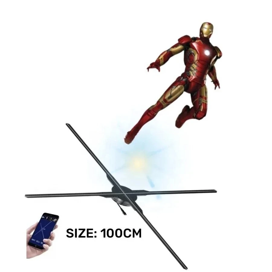 Factory Custom Large Size Hologram Equipment HD 100cm 3d Projection Hologram Fan in Restaurants and Shopping with Bluetooth