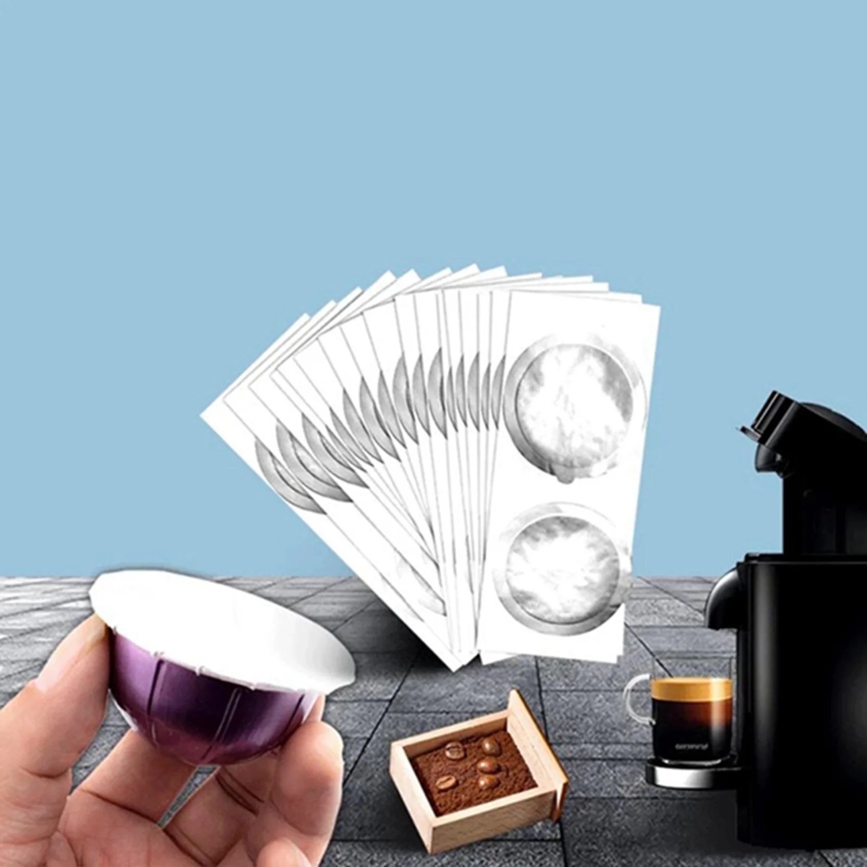 

【Today Only】200PCS 62MM Disposable Coffee Capsule Seals Foils Cream Foam Coffee Filter Lid Sticker For Nespresso Vertuo