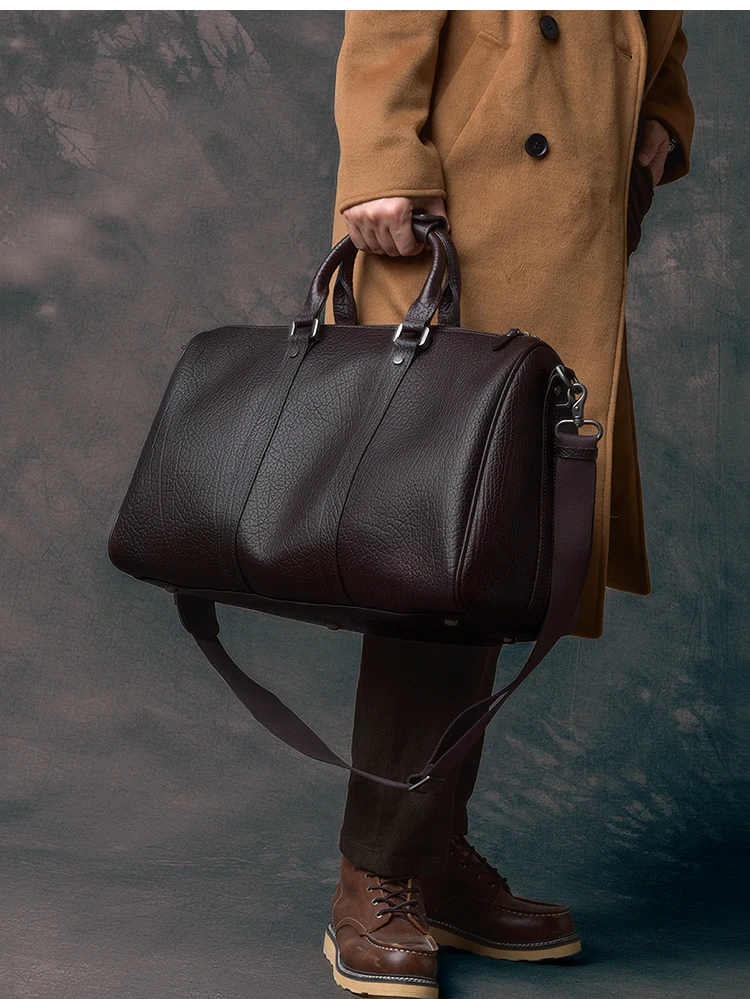 Vintage Designer handgemachte echtes Leder Herren Reisetasche Outdoor Fitness Luxus Rindsleder Damen Handtasche mit großem Fassungsvermögen – Detail 3