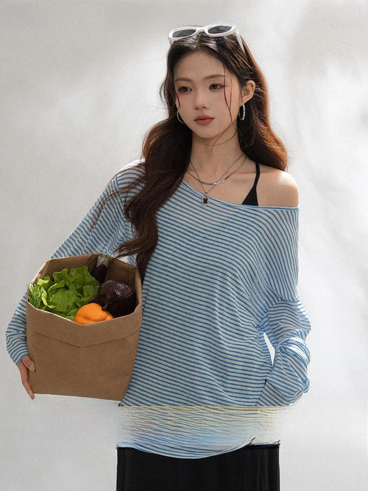 

Летний комплект Loveheynew из двух предметов в полоску: женский облегающий топ на бретельках и модные брюки с защитой от солнца в студенческом стиле