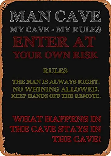 

Man cave Poster Vintage Look Metal Sign Patent Art Prints Retro Gift 8x12 Inch