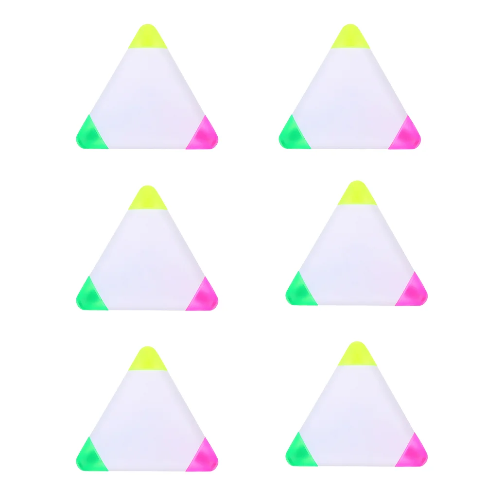 

6 Pcs Colorful Highlighters Pen Triangle Marker Pens Adorable Creative Gift Office