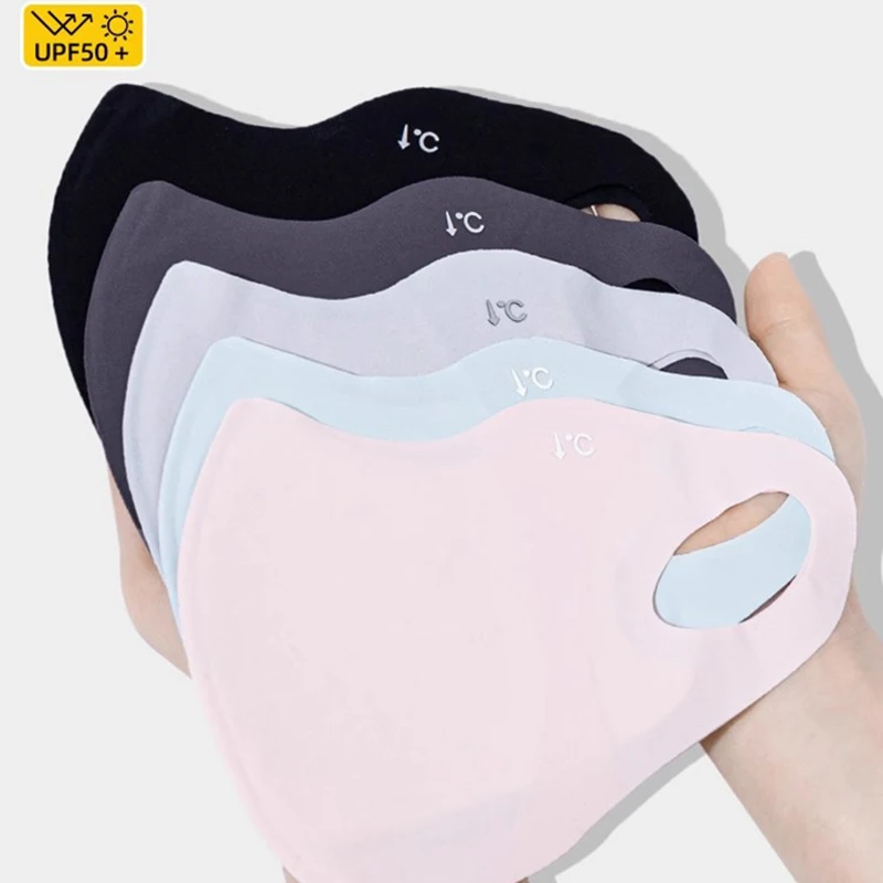 1 قطعة قناع الوجه الواقي من الشمس الصيفي تنفس النساء UV حماية العصرية قناع رقيقة الحرير الجليد واقية من الشمس المضادة للأشعة فوق البنفسجية غطاء الوجه المألوف #6