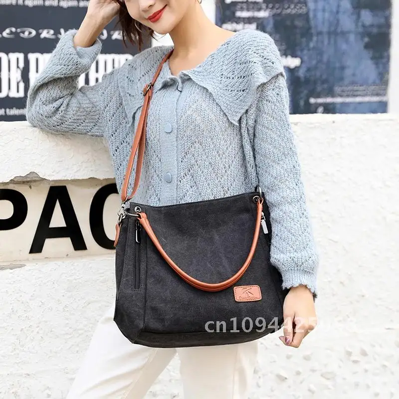 Large Women's Bag Shopper Simple Fashion Zipper Handbags Canvas Shoulder For Luxury Bags Capacity Women Solid Crossbody Tote
