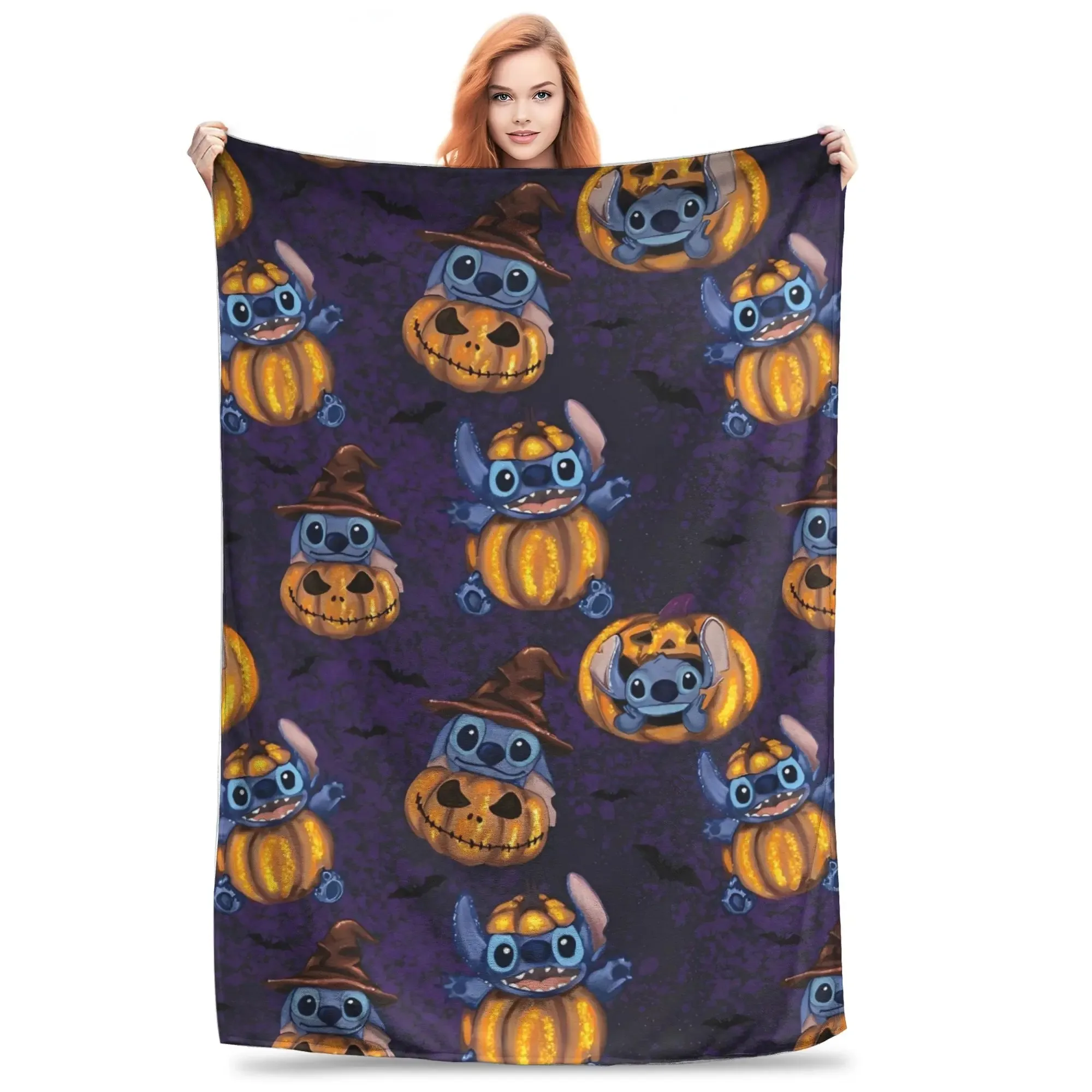

Stitch Halloween Soft Blanket Students Plush Throw Blanket Graphic Living Room Flannel Bedspread Sofa Bed Cover