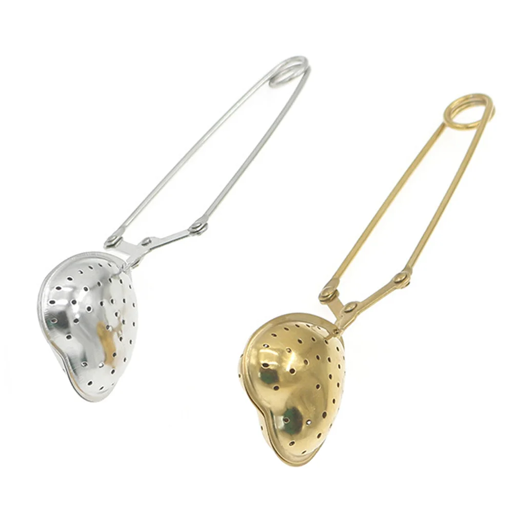 

2Pcs Tea Filter Stainless Steel Heart Shape Design Practical Long Lasting Easy to Use for Loose Leaf Teas Silver Golden