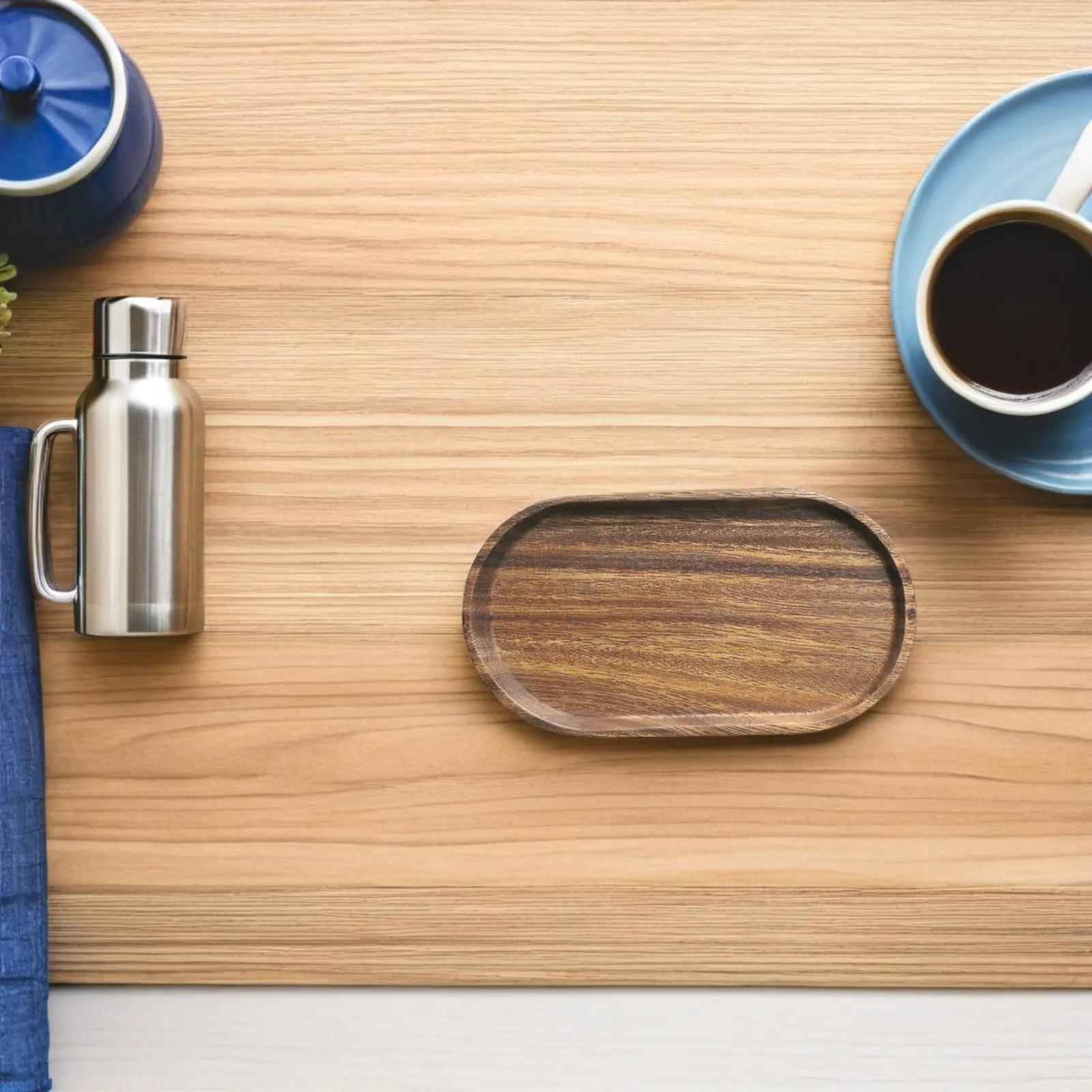 2 Bandejas de Madera Maciza con Vetas Naturales para Servir Alimentos, Pan, Pizza, Sushi, Dumplings, Frutas, Bocadillos, Postres y Té de la Tarde