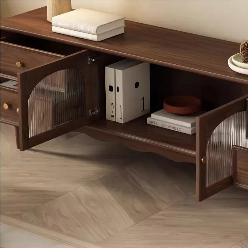 

Customizable North American Black Walnut TV Coffee Table Pure Solid Wood Retro Furniture