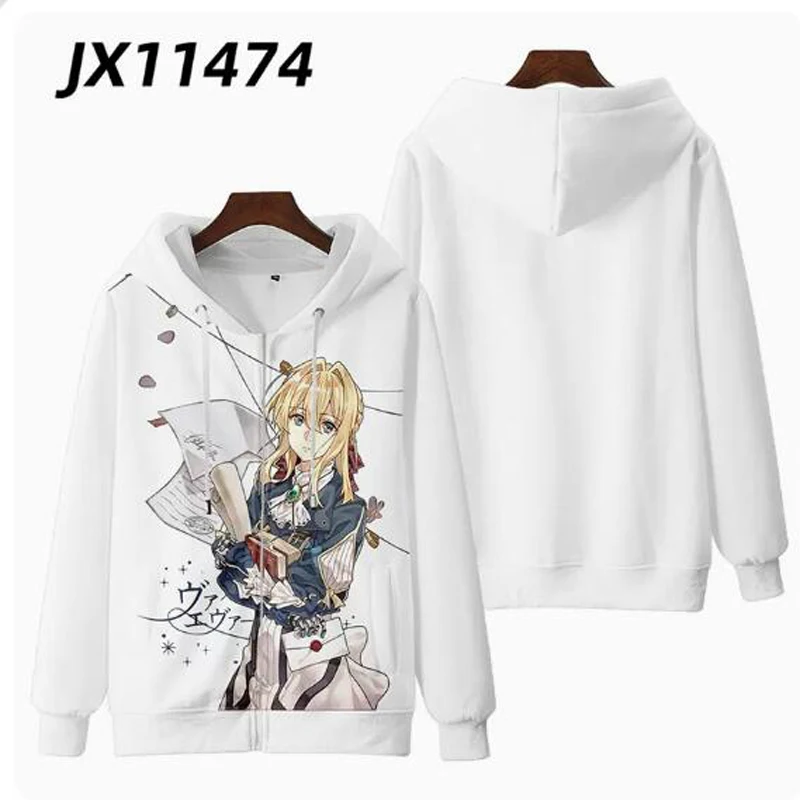 Anime Violet Evergarden 3D Print Zip Up Women/Men Hoodie Sweatshirt Streetwear Hip Hop Cosplay Zipper Hooded Jacket Outerwear