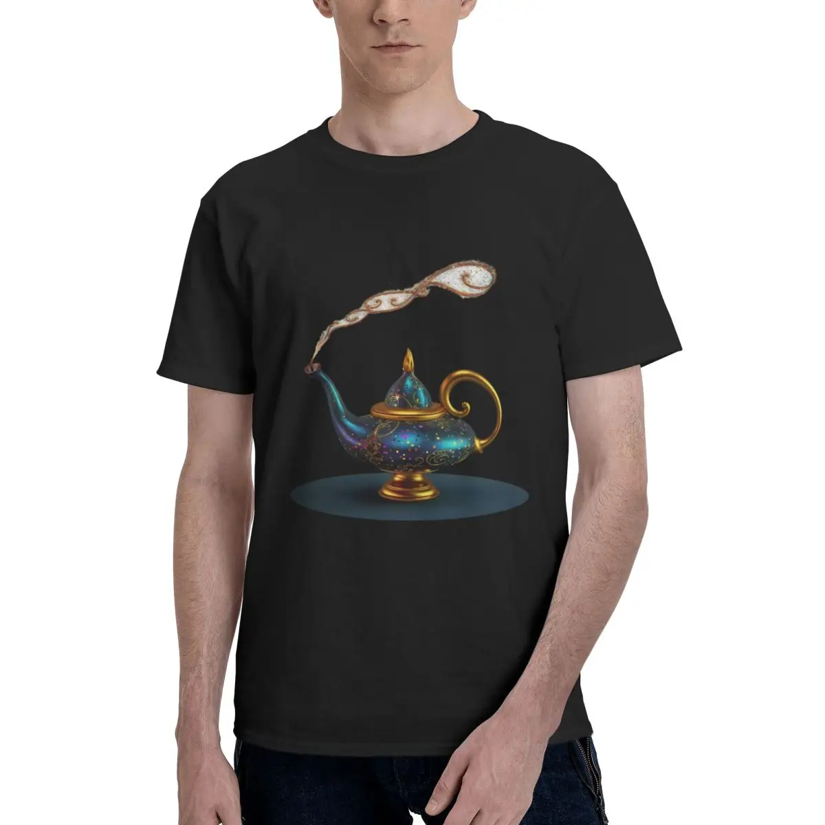 Oversized Washed T Shirt Magic Genie Lamp Cotton T Shirts Hippie Tshirt for Men Summer Awesome Pattern Tops