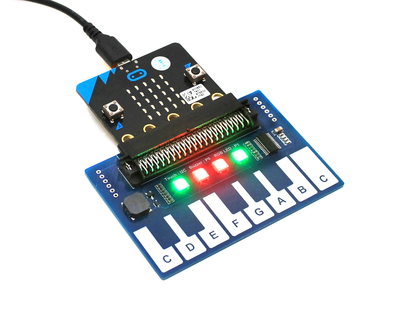 Waveshare Mini module de piano pour touches tactiles Micro Bit pour jouer de la musique avec 4 LED RVB