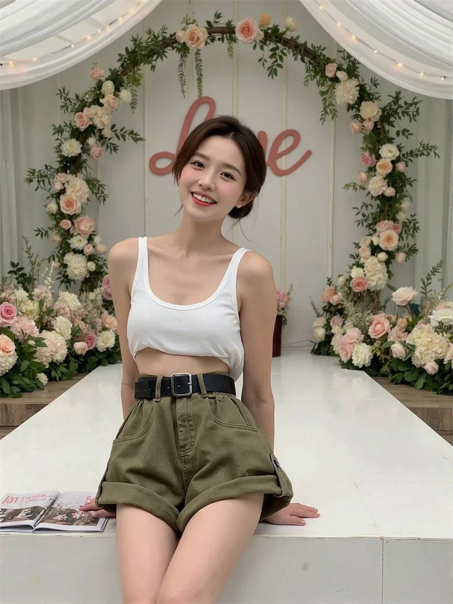 

Джинсовые свободные шорты с высокой талией и закрученными краями для девочек, элегантная женская одежда, весенняя облегающая уличная одежда бойфренда, городская молодежная одежда