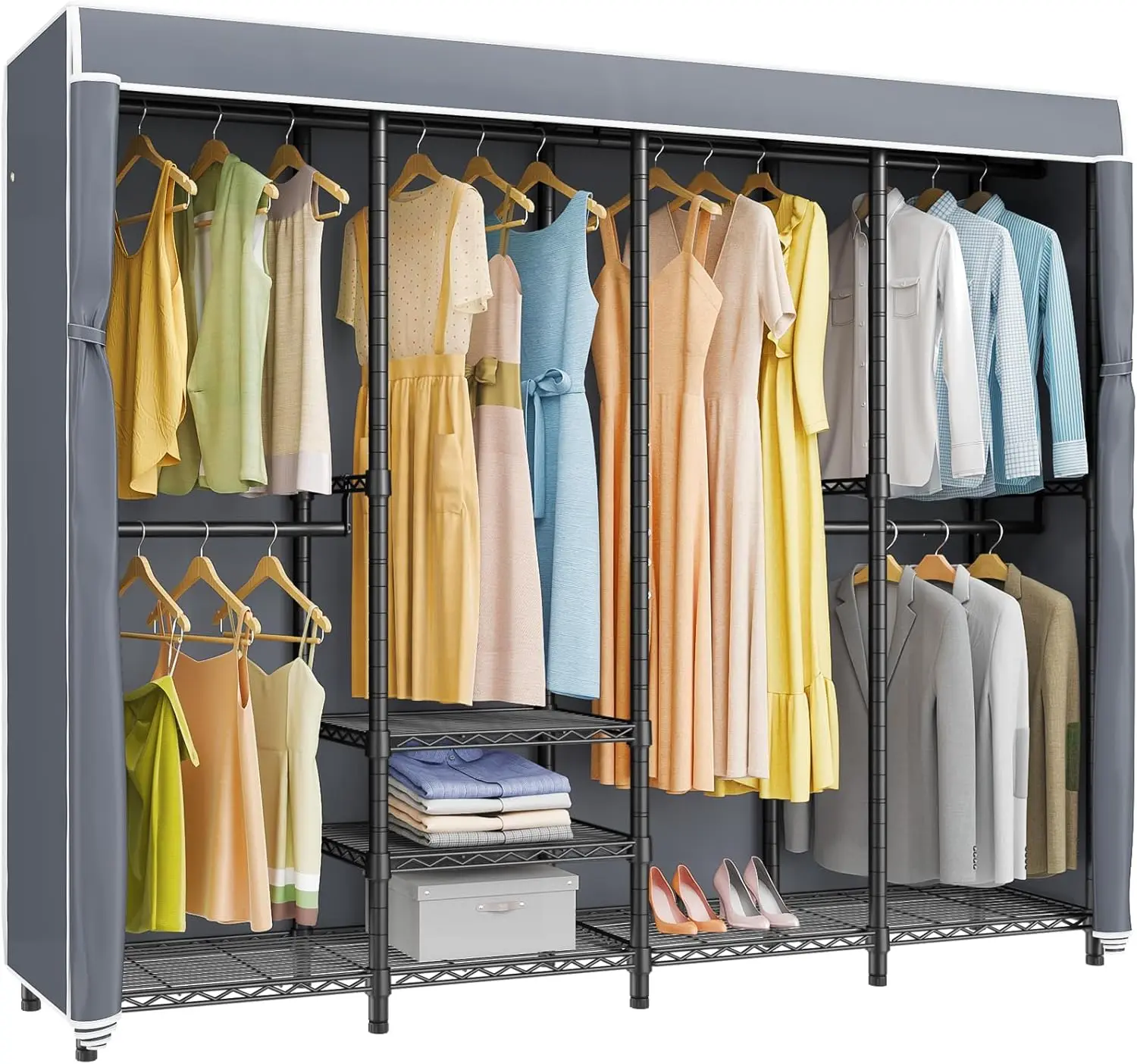 VIPEK V40C Covered Clothes Rack Heavy Duty Clothing Rack with Cover, Custom Freestanding Closet Portable Wardrobe Closet