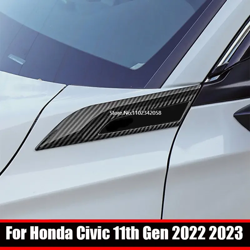 

For Honda Civic 11th Gen 2022 2023 ABS black carbonfiber Car Front Side Fender Turn Signal Indicators Cover Trim Decorate
