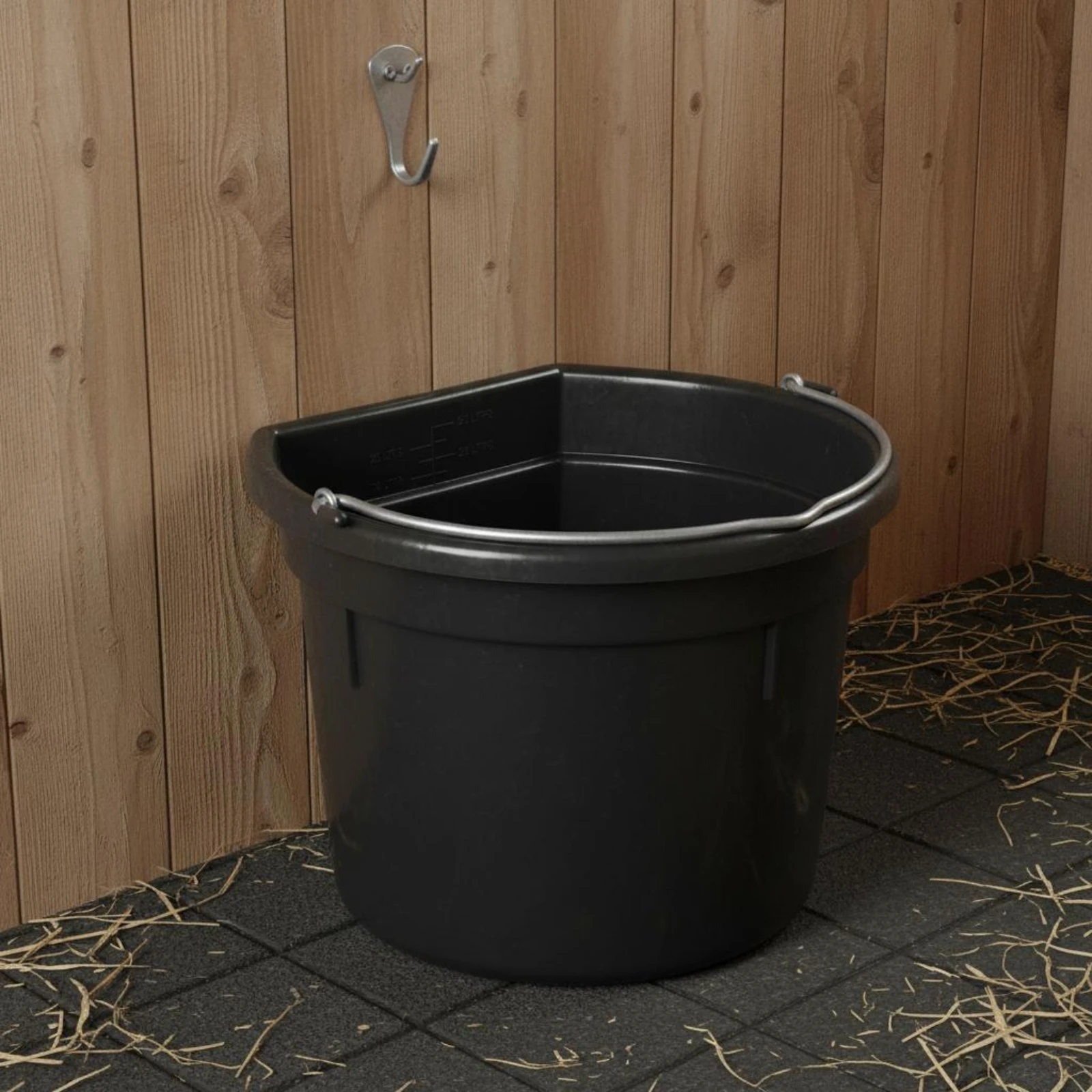 Flat Back Feed Pail Metal Handle Horse Water Pail Farm Supply Hanging Design Stackable for Barn view 3