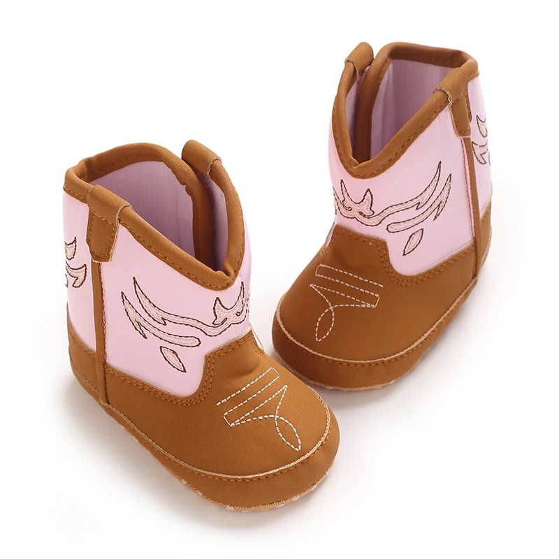 Winter Warm Western Cowboy Style Baby Boots Soft Soled Comfortable Walking Shoes For Boys Girls 0-18M view 4