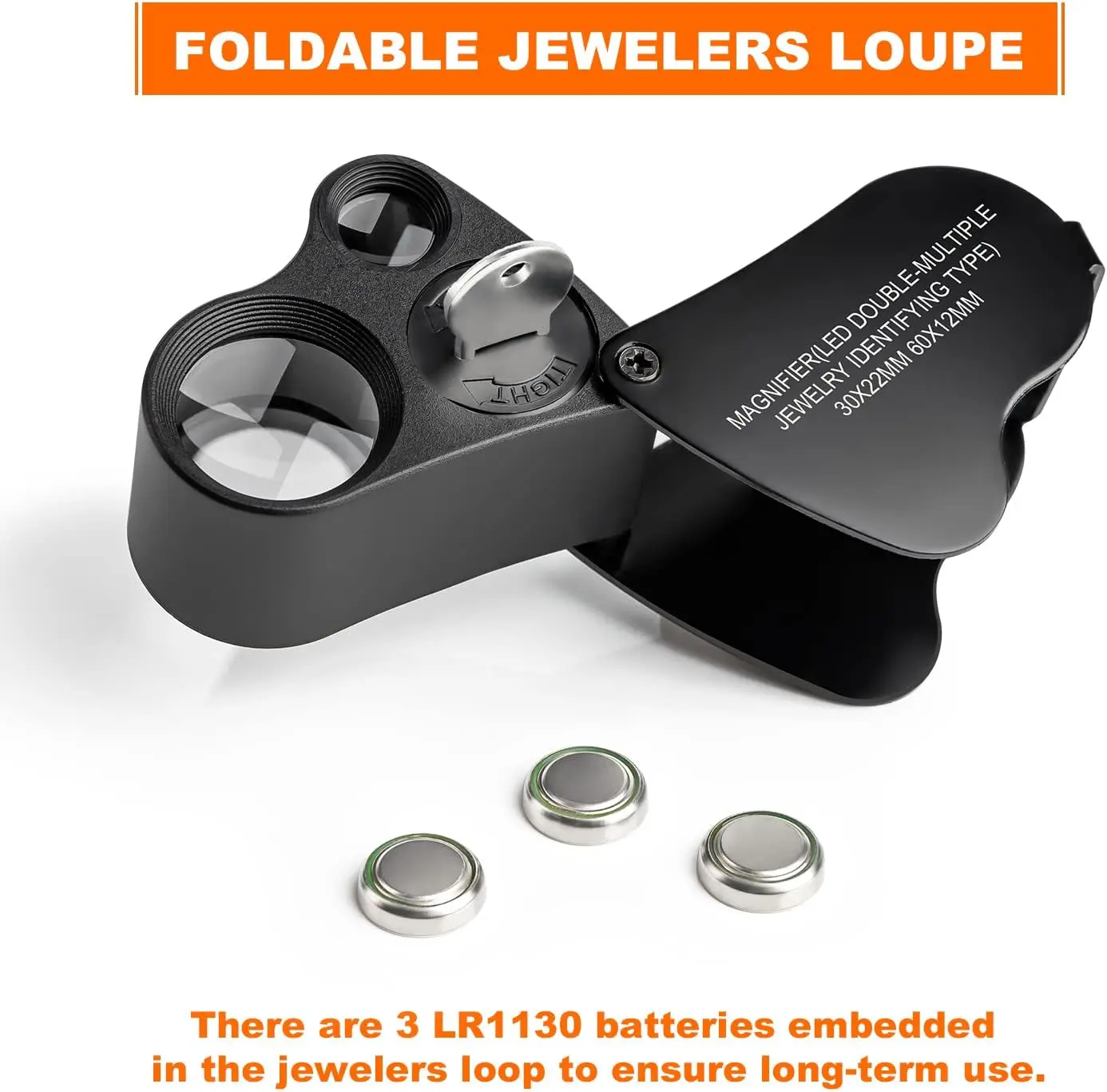Imagem -05 - Iluminado Jewelers Eye Lupa Magnifier com Luz Led Joalheiros Dobráveis Lupa para Diamante Gemas Moedas Selos 30x 60x