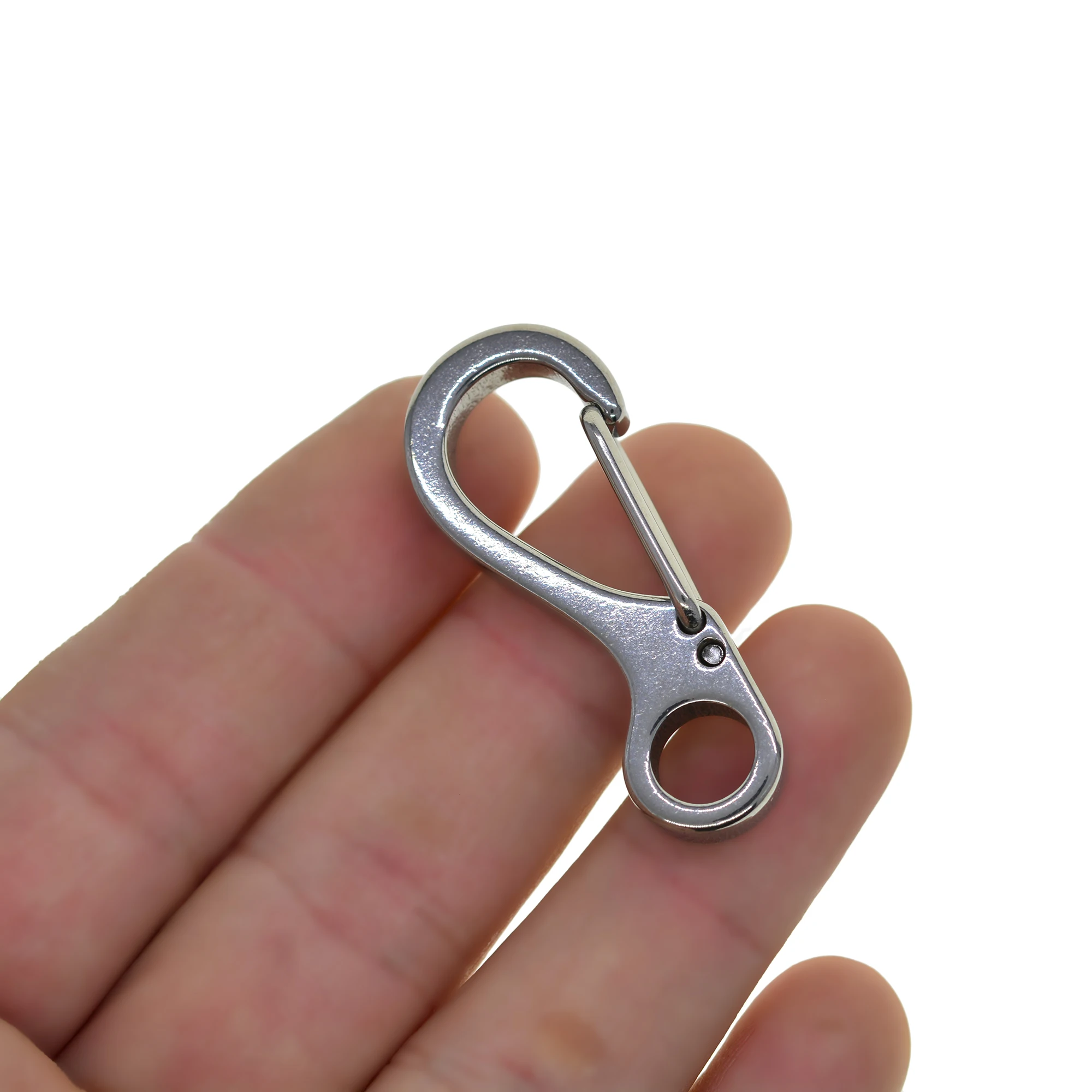 10 pcs 1.8 inch large  Super strong solid stainless steel spring snap hook quick release carabiner paracord clasp diving FOB EDC