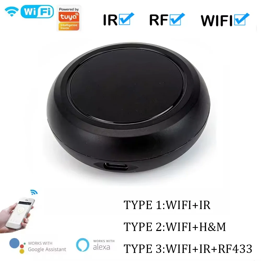 

SIXWGH Smart WiFi IR RF Universal Remote Control All-in-1 Hub for TV AC Light Curtain Works with Alexa/Google Home Voice Control