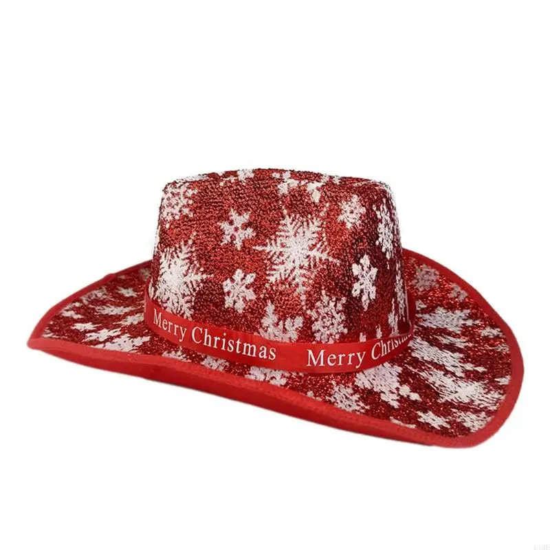 

K1ME Xmas Large Brim Hat Top Hat Cow Girl Western Cowboy Hat Unisex