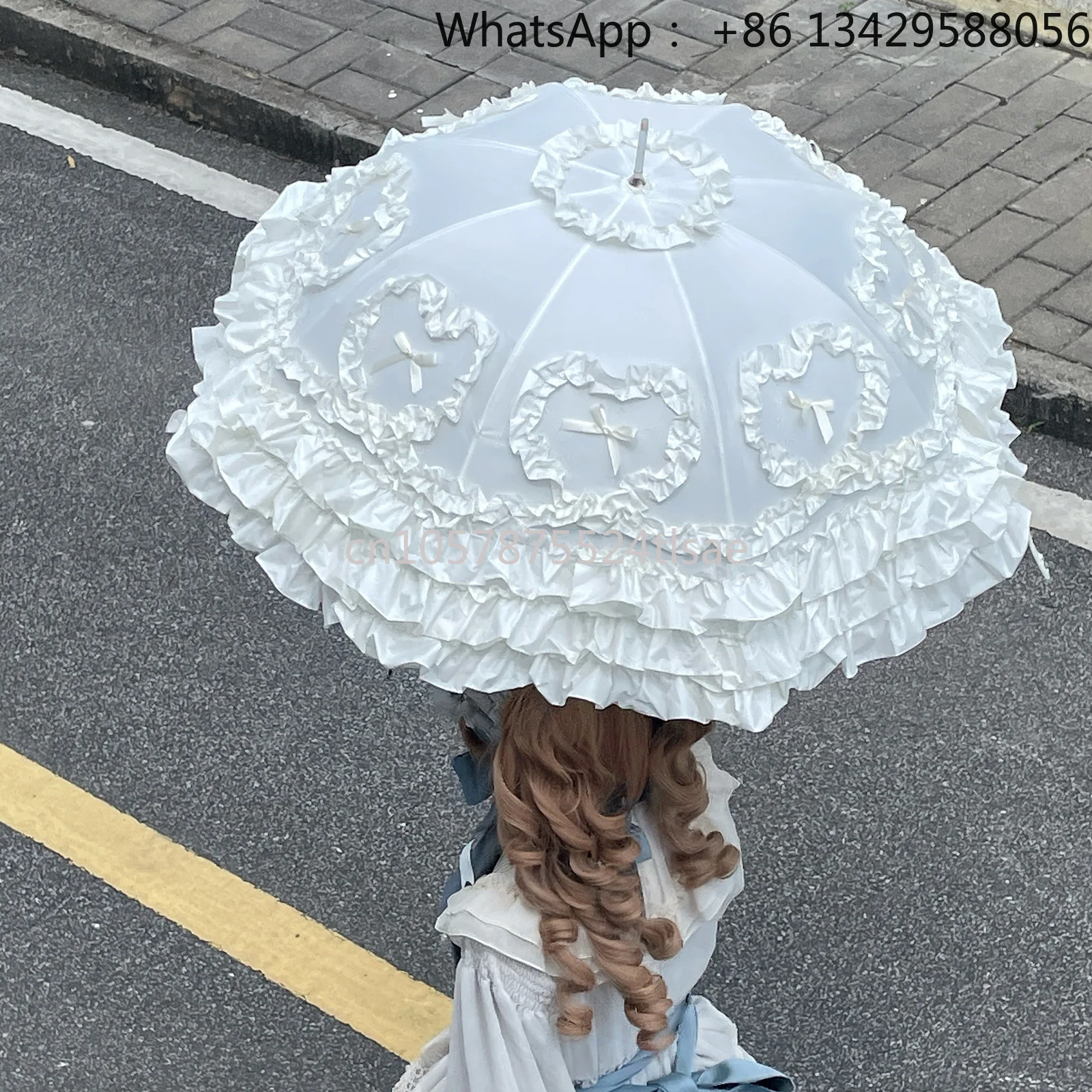 Heart Love Lolita Sun Protection Umbrella Girl Heart Princess Umbrella Color Matching Lace Straight Handle Bird Cage Lo Umbrella