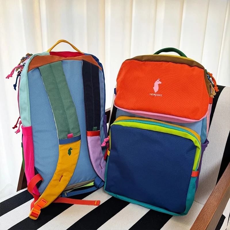 Mochila de Moda 2026 de 16L, Unisex, Multicolor, con Diseño de Parches, para Viajes, Estudiantes